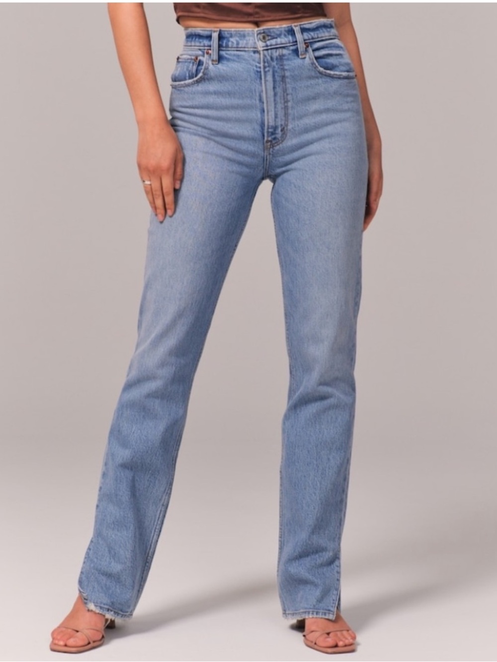 Abercrombie & Fitch 90s Straight Ultra High Rise 32/14R Split Hem